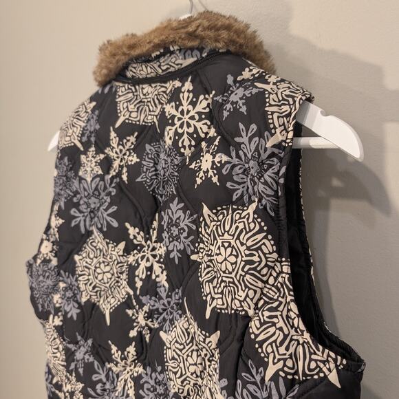 Eddie Bauer Puffer Vest Down Faux Fur Collar Bonfire Fall Winter Layer - Size PM - Picture 4 of 6